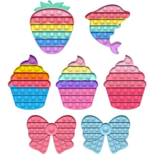 Strawberry Sensory Squeeze Toys Push Pop Bubble Sensory Fidget Toys Silicone Relief Anxiety Stress Special Needs for Kids Adults