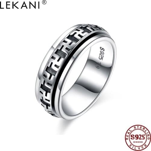 LEKANI 100% Original 925 Sterling Silver Rings Boutique Jewelry for Men Buddhas Punk vintage Biker Mens Luxury Jewelry Making