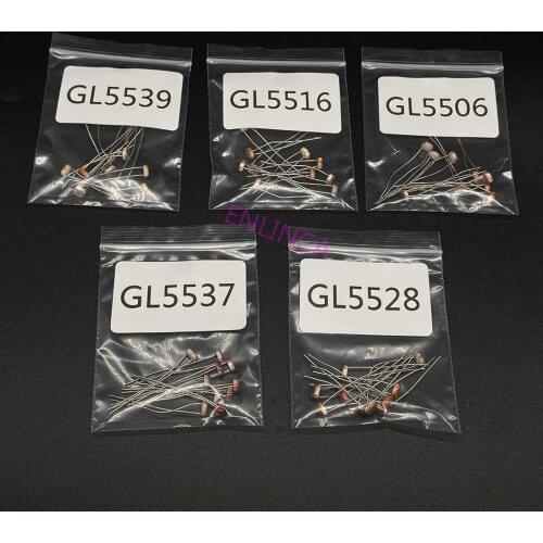 5Values *10 5mm GL5516 GL5528 GL5537 GL5539 GL5506 Photo Light Sensitive Resistor Photoresistor Kit 5516 5528 5537 5539 5506
