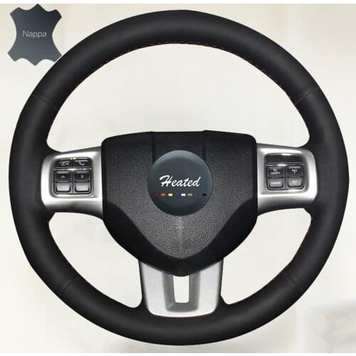 Heated Nappa leather Car Steering Wheel Cover for Dodge Grand Caravan Journey Avenger Durango car styling Braid on steering