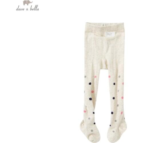 DB20137 dave bella autumn infant baby girls lolita dots print leggings children fashion leggings