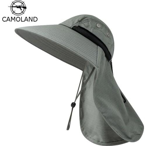 Summer Sun Hat Men Women Cotton Boonie Hat with Neck Flap Outdoor UV Protection Large Wide Brim Hiking Fishing Safari Bucket Hat