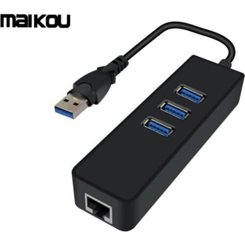Maikou USB3.0 Hub With 10/100/1000Mbps Network Ethernet Adapter Card 3 ports USB HUB Splitter For Macbook Tablet PC Laptop