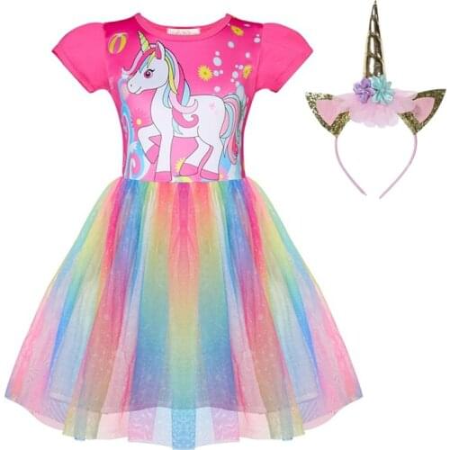 Fashion 2020 Christmas Halloween Costume for Kids Baby Girl Unicorn Dresses Clothes Cosplay Rainbow Dress for Girls Children Kid