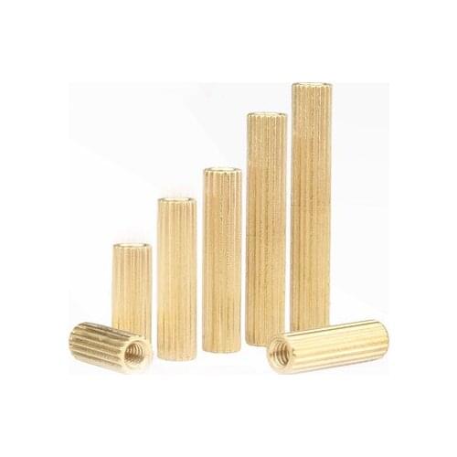 50pcs M2 knurled brass pillar round single head support Isolation column computer motherboard brassiness nut post 3mm-20mm long