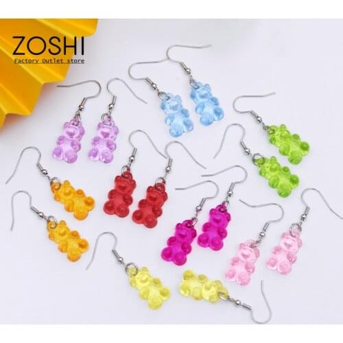 New Arrival 1 Pair Bear Butterfly Drop Earrings Cherry Dinosaur Dangle Earring Jelly Polychromatic Minimalist for Women Or Girls