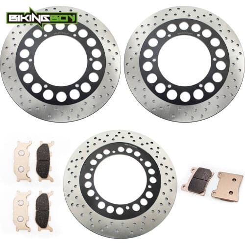 BIKINGBOY Front Rear Brake Discs Disks Rotors + Pads For Yamaha XVS 1100 V-Star Custom 00-08 01 02 03 XVS 1100 A 04 05 06 07 08