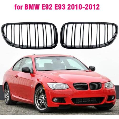 Front Grille Kidney Grill For BMW E92 E93 320I 330I 328i 335i 2010 2011 2012 Car Styling Gloss Black Dual Line