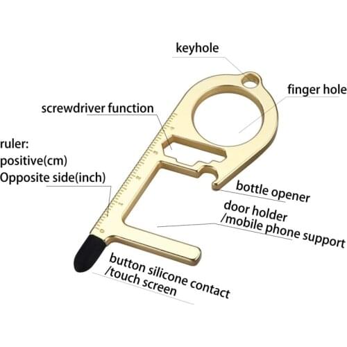 Personalized 8-in-1 Multifunctional Hygiene Key Tool,Gold Silver Door Opener,No Touch Key Tool, EDC Keychain,Custom Wedding Gift