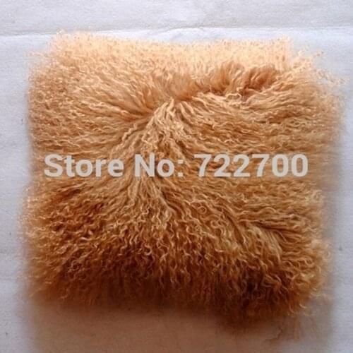 Curly Luxury Mongolian Fur Cushion cover Vintage Tibetan Lamb Fur Pillow Covers For Sofa Housse De Coussin Christmas