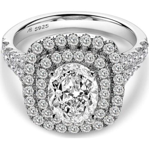 Luxury 100% 925 Sterling Silver Created 2 Carats Oval Wedding Rings For Women Elegant Anniversary Fine Jewelry Wholesale Gift