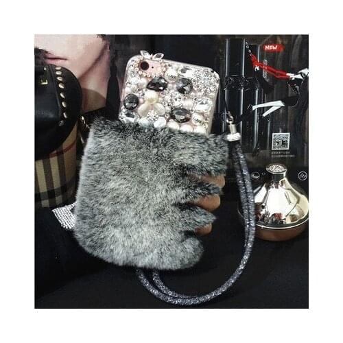 LaMaDiaa Real Rabbit Fur Case for Samsung Galaxy J3 J5 J4 J6 J7 J8 2018 A6 A8 A7 A5 A3 A70 A80Case Hair Lady Phone Cover Capa