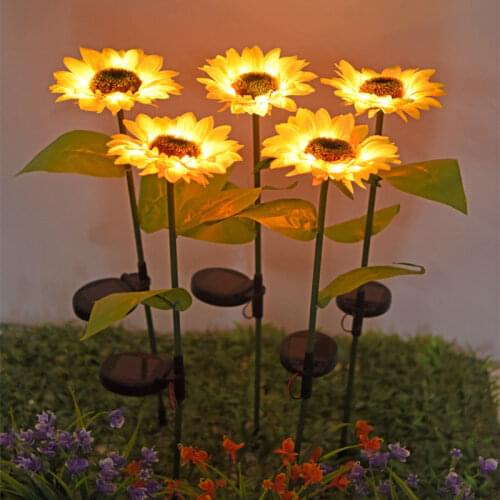 Garden Lights Solar LED Light Waterproof Sunflower Lawn Light Courtyard Garden Decoration Outdoor Landscape Lighting for Patch