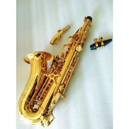 Best quality Lacquer Gold curved saxophone soprano sax Bb musical instrument with mouthpiece case