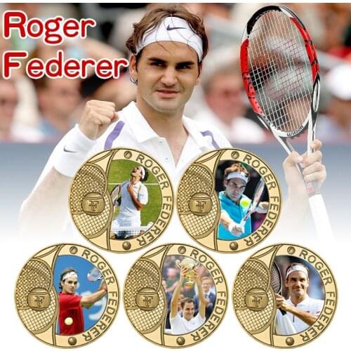 Swiss Tennis Player Gold Plated Commemorative Coins Grand Slam Winner Collectibles Sports Challenge Coin Souvenir Gifts for Fans