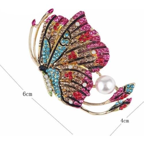 Sparkling Beauty Butterfly Brooches Women Classic Pearl Multicolor Butterfly Insects Weddings Casual Pearl Brooch Pins Gifts