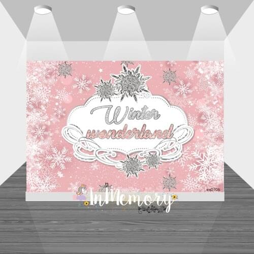 Pink Sparkle Snow Winter Wonderland Photography Background Custom Baby Birthday Party backdrop for Photo Studio Photophone Vinyl