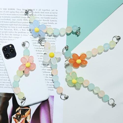 Women Mobile Phone Chain Transparent Jelly Flower Resin Anti-Lost Lanyard Korean Charm Bags Cute Phone Strap Accessaries