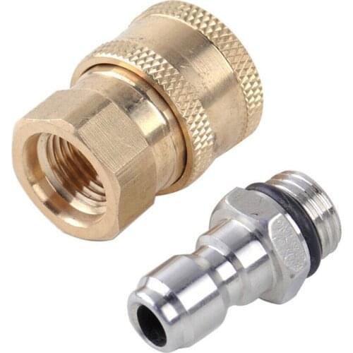 1*Pair Pressure Washer Quick Release Brass + Stainless Steel 1/4 Male M22/14 Female Plug Brass Connector Adapter