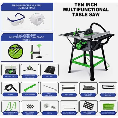 10 Inch Woodworking Multi-function Table Saw Cutting Machine Cutting Iron Plate Plastic Aluminum Profile Panel Saw Miter Saw