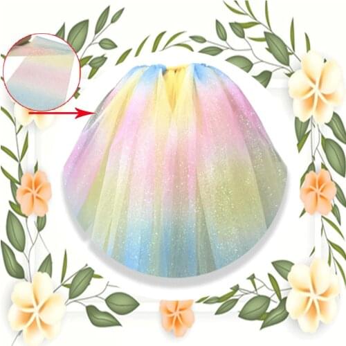 10Yard/roll 15cm Rainbow Glitter Tulle Roll Sequin Crystal Organza Sheer Fabric DIY Craft Tutu Skirt Home Wedding Decoration