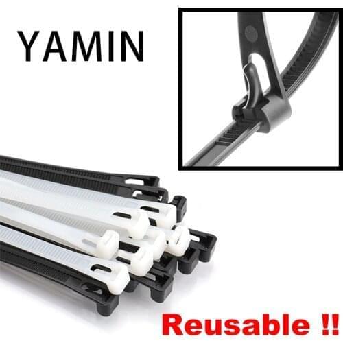 100pcs Releasable May Loose Slipknot Nylon Cable Tie Wire Binding Wrap Straps Black Reusable Plastic 8*150/200/250/300/400/450mm