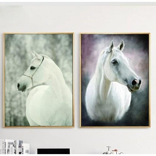 2pcs/set,classic white horse,5D DIY Diamond Painting,Full Square Diamond Embroidery Cross Stitch,Rhinestone Mosaic Still life