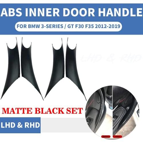 4PCS Car Styling Interior Door Panel Handle Inner Pull Protective Frame Cover Trim Black For BMW 3/GT 4 Series F30 F35 2013-19