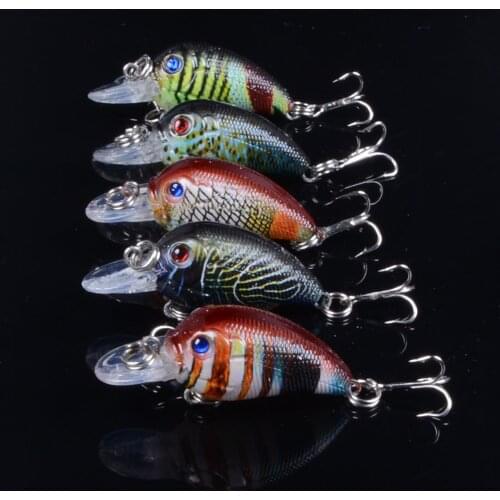 5pcs/lot Fishing Lure 4.5cm 4.2g Topwater Minnow Hard Bait Japan Mini Crankbait Carp Fishing Wobblers with two hooks