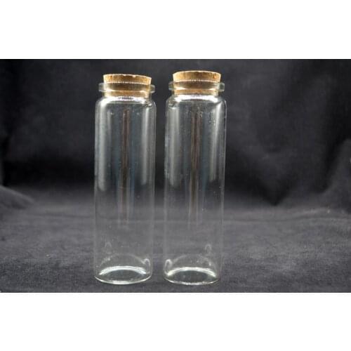50pcs 37x120x27mm tube Transparent empty Glass Bottles wood Cork perfume glass vials pendants bottle jars 20ML jewelry findings