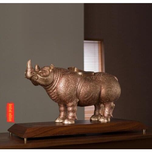 58 CM Chinese Art Deco Pure Brass Statue Handwork Ox Oxen Bull Moo-cow Animal Sculpture Home Furnishings Gift
