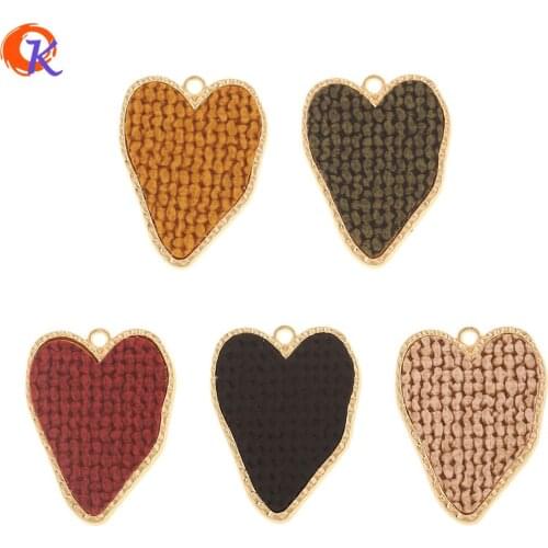 Cordial Design 50Pcs 25*32MM Jewelry Accessories/Charms/Hand Made/DIY/Heart Shape/Fabric Effect/Jewelry Making/Earring Findings