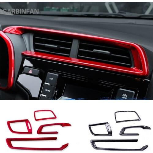 Car carbon fiber Sticker Air outlet Vent decoration frame Trim For Honda FIT JAZZ GK5 3rd 2014 2015 2016 2017 2018 LHD C1440