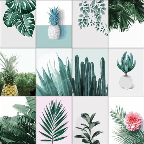 AZQSD Oil Painting By Number Leaf Handpainted Modern Wall Picture By Numbers Plant Handmade Room Decoration