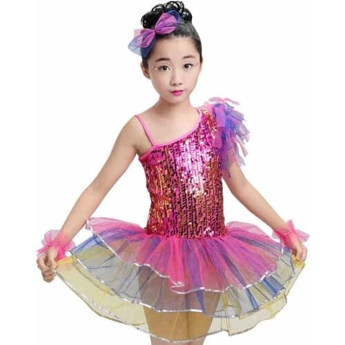Girls Ballet Dress For Children Girl Dance Clothing Kids Sequins Jazz Costumes For Girls Modern Tutu Girl Stage Dancewear
