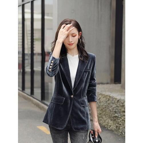 Velvet suit female coat suit jacket suit black blazer dress women jackets blazer feminino winter clothes women velvet blazer