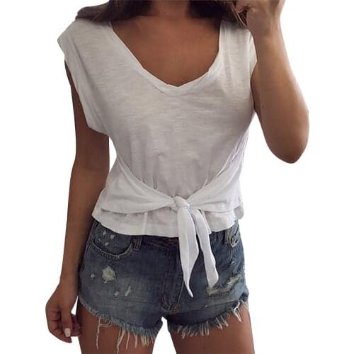 White Tops And Blouses Blusas Mujer De Moda 2021 Womens Casual V-neck Solid Color Short Lace-up Bottoming Shirt Camisas Mujer
