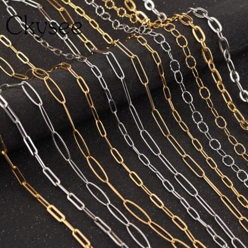 Ckysee 1meter/lot Stainless Steel Chain Metal O Shaped Necklaces Paper Clip Link Chain DIY Jewelry Necklace Accessories