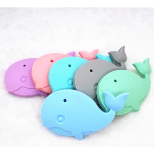 Chenkai 10PCS Silicone Whale Teether DIY Baby Shower Pacifier Dummy Pendant Nursing Jewelry Sensory Animal Toy BPA Free