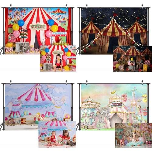 Circus Elephant Newborn Baby Portrait Backdrop for Photography Studio Birthday Children Party Decoration Cake Smash Photocall