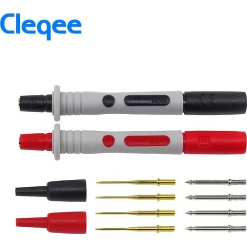 Cleqee P8003 1set 2pcs Multimeter Probe Replaceable gilded Needle Multi-purpose Test pen