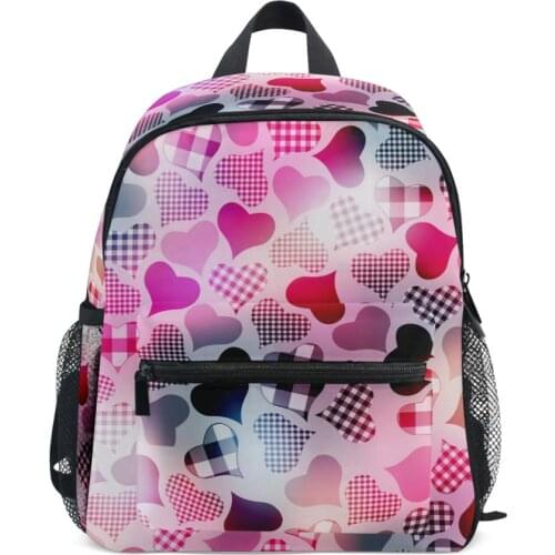 Kindergarten Preschool School Bags Little Girls mini backpack Plaid Hearts image Very light in weight for 3-8 years children