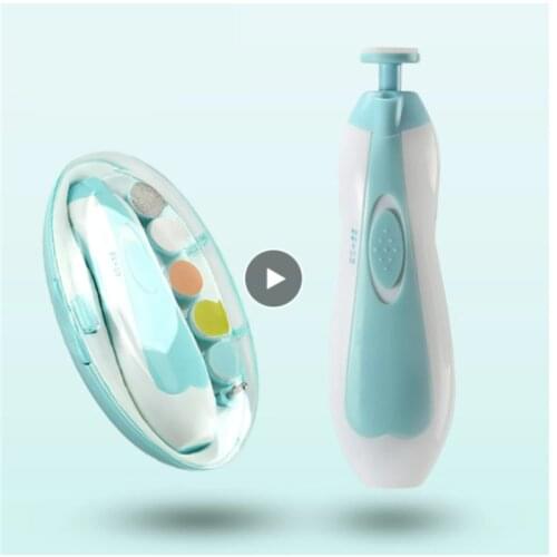 Electric Nail Polisher Baby Blue Powder 6-piece Electric Nail Clipper Baby Bail Clipper Manicure Set Baby Newborns Baby Care Kit