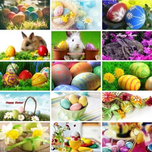 Easter Photography Backdrop Rabbit Egg Grass Wreath Photo Studio Booth Background for Baby Children Party Celebration Supplies