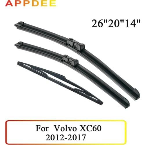 APPDEE Wiper Front & Rear Wiper Blades Set For Volvo XC60 2012-2017 2016 2015 Windshield Windscreen 26"+20"+14"