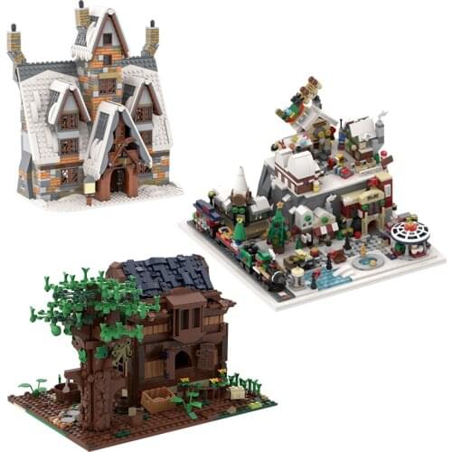 Winter Village Architecture Model Building Blocks City House Modular Wizard Bar Room Bricks Creative Expert Bricks DIY Toys Gift