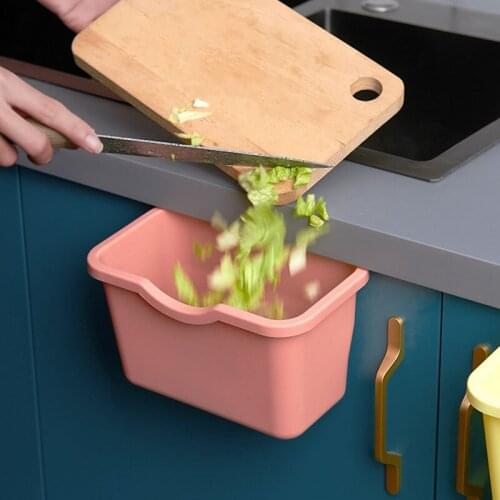 Creative Hanging Desktop Trash Can Kitchen Cabinet Storage Box Debris Trash Storage Bin Garbage Can Home Office Storage Rack