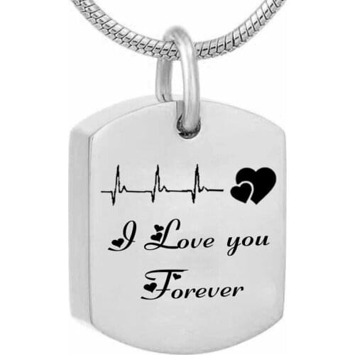 Cremation Jewelry Urn Necklace for Ashes I Love you Forever Stainless Steel Square Memorial Pendant for Women