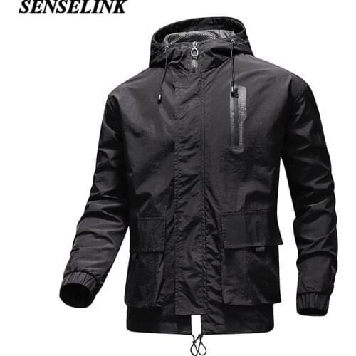 Men Autumn Winter Plus Size 5Xl Jacket Hooded Windproof Loose Sports 100% Nylon Jacket Hong Kong Version Tooling Wind Jacket