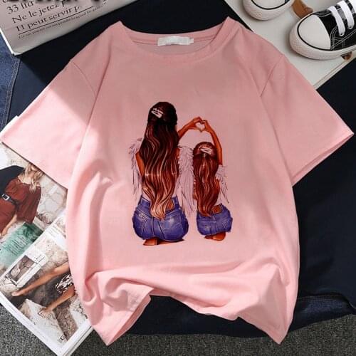Summer Women T-shirts 90s Fashion Mom Mother Daughter Printing Mama Cartoon Ladies GraphicsTops Lady T Shirt Female Tee T-Shirt
